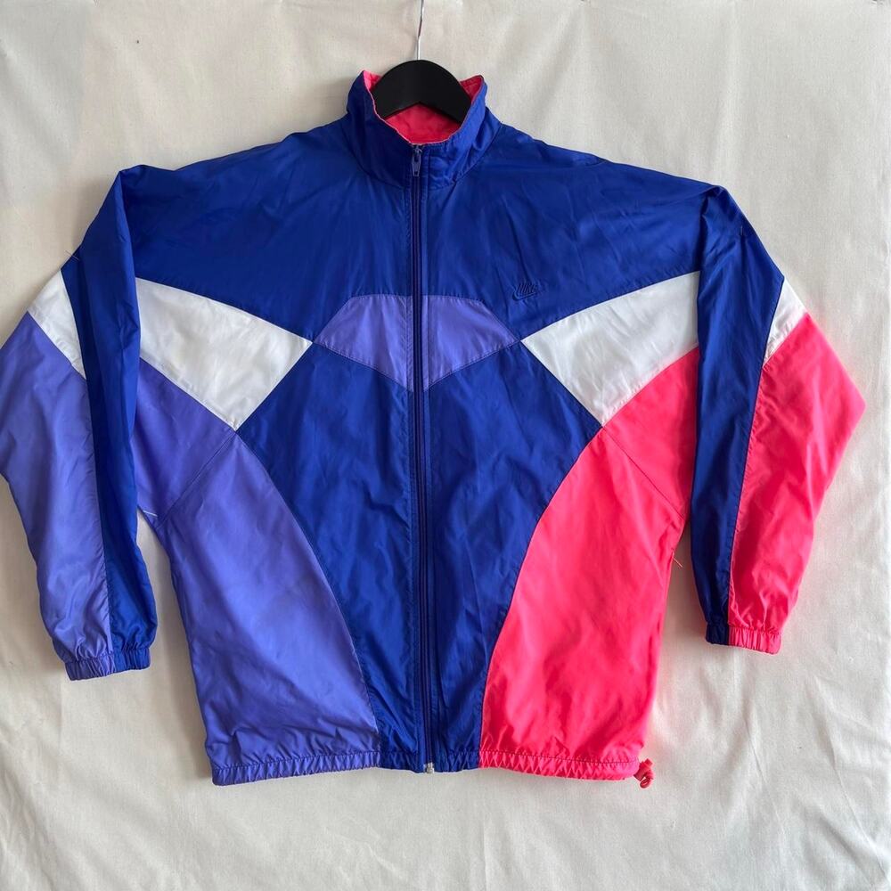 VTG 90s Nike Neon Windbreaker Intricate Panels Track Jacket Gorpcore - Size M